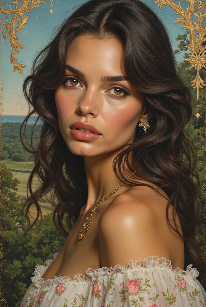 (masterpiece.uhd.oil paint) medium full shot.(Bitcoin). Ultra hot gorgeous european woman. age 23. landscape. big breasts (115E) split.