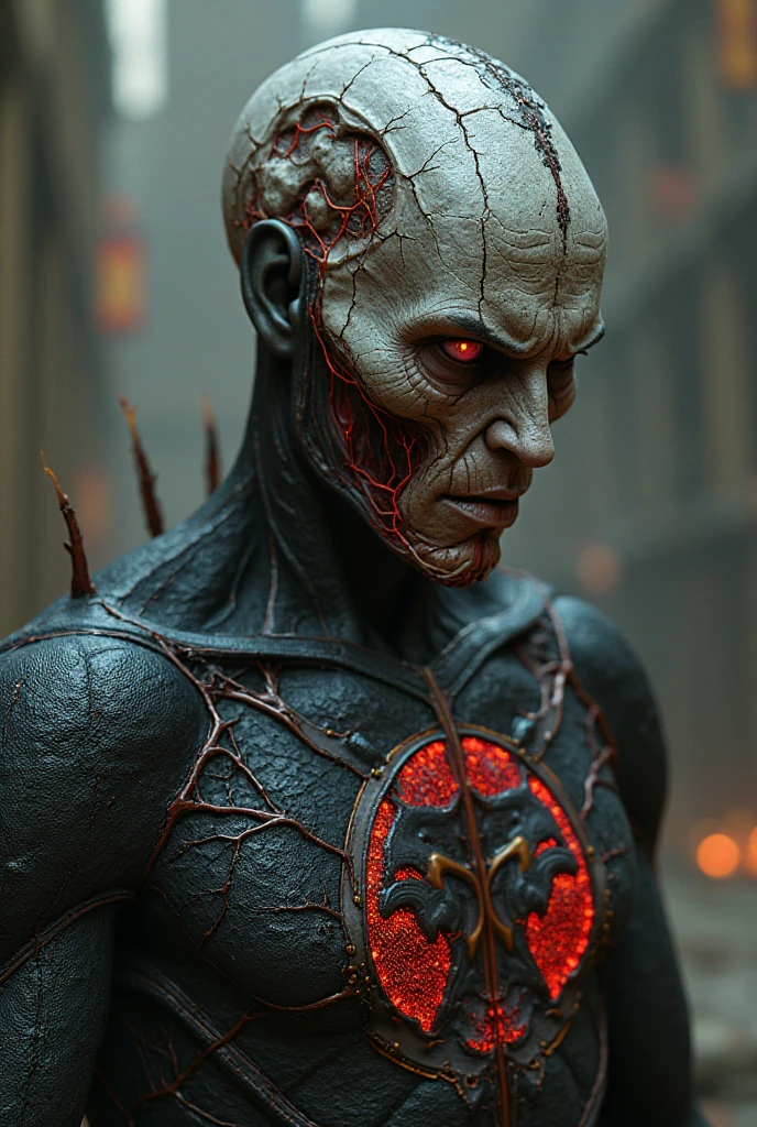 "(The best lighting, oscuro, dramatic),(feto calavera alien, Hellraiser, Cicatrices, , sexy, cerebro, sangre, una rata dentro de la cabeza, terror.),(ojos rojos, calaveras). morning light.