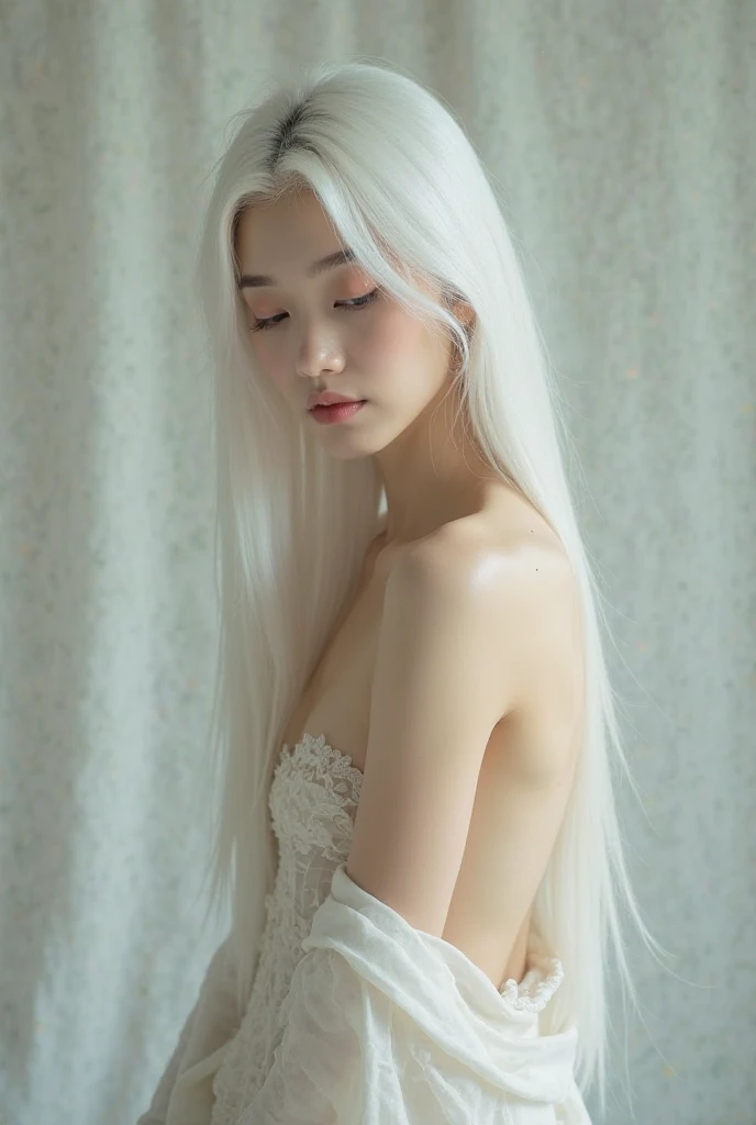 Masterpiece, (Abbey Lee Kershaw :1.1), analog style, model shoot style, (slender slim body, full body shot:1.2), photo of a Australian girl, 1girl, (albino girl, very pale skin, long white hair:1.2), shiny body, smile, cute thin face, perfect thin face, realistic detailed eyes, (photo by lee jeffries, greg rutkowski and magali villanueve), octane,