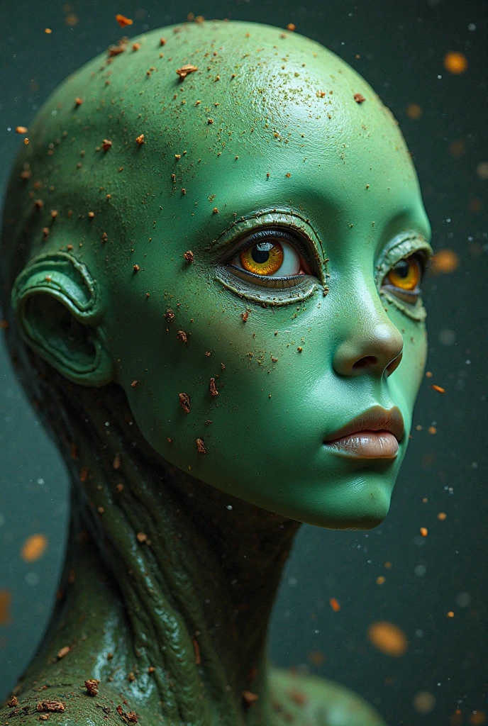 alien body ,green skin, alien planet , RAW photo, full sharp, (FullHD epic wallpaper) 8k uhd, dslr, soft lighting, high quality, film grain, Fujifilm XT3