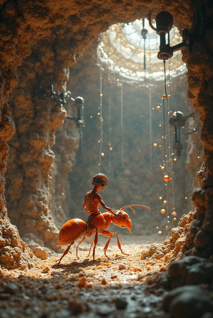 Create an ant training inside a training center that is located inside an anthill