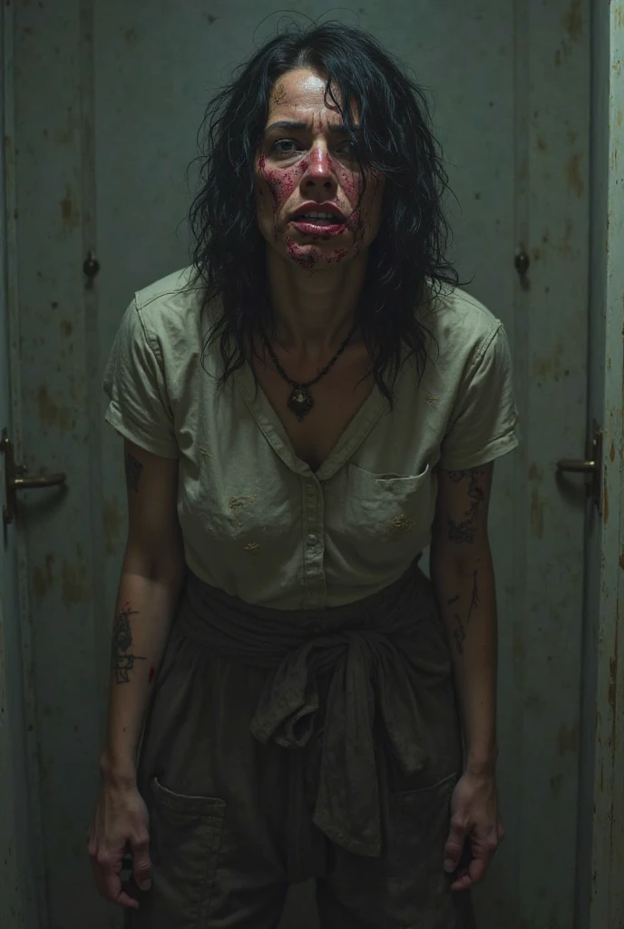 utilizando como personaje a un zombie, recreates in it a face with extreme hatred and fury, con mucha violencia incontrolable