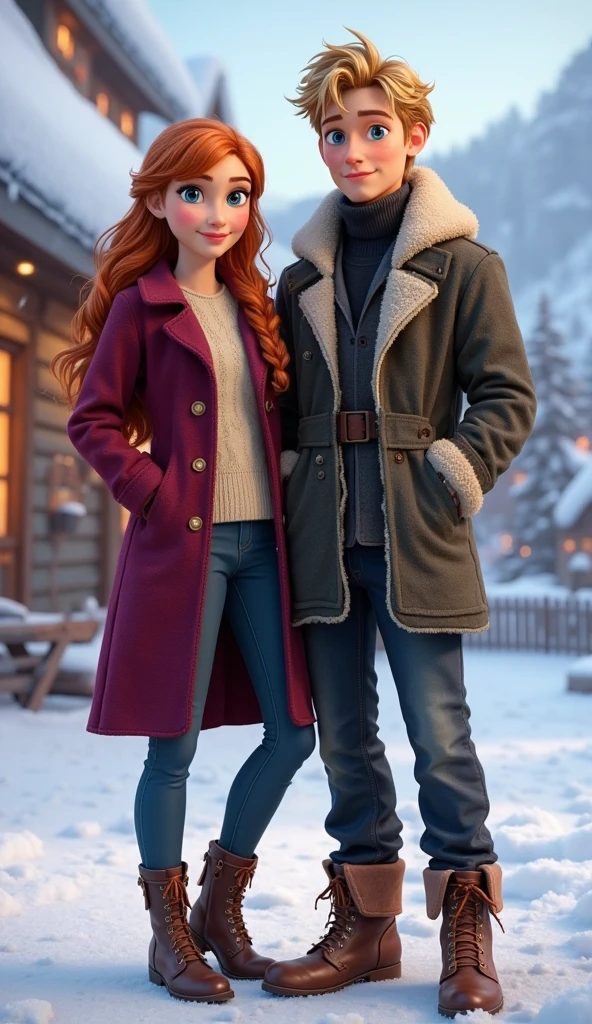 Year: 1974
Location: Kaneq, Alaska
Description:
Embrace the Pre-Raphaelite aesthetic to depict the spirited friendship between a redheaded 13-year-old girl with freckles, and a blonde boy with expressive hazel eyes and a sense of adventure, as they share a secret moment by the sunlit snow, their bond unbreakable. Modern 1970s winter clothes.
