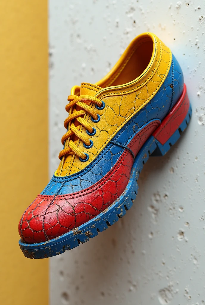 Make me a shoe shaped fridge magnet with the Colombian flag