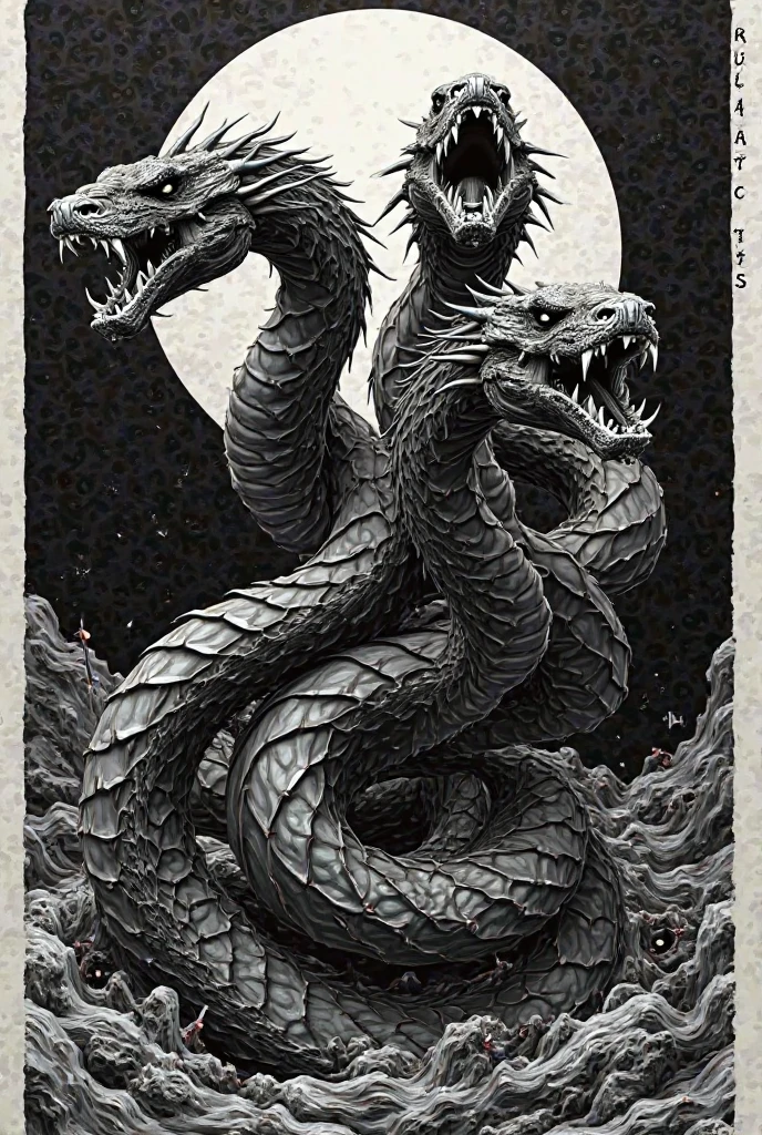 Old School Black and White Hydra Chest Tattoo 