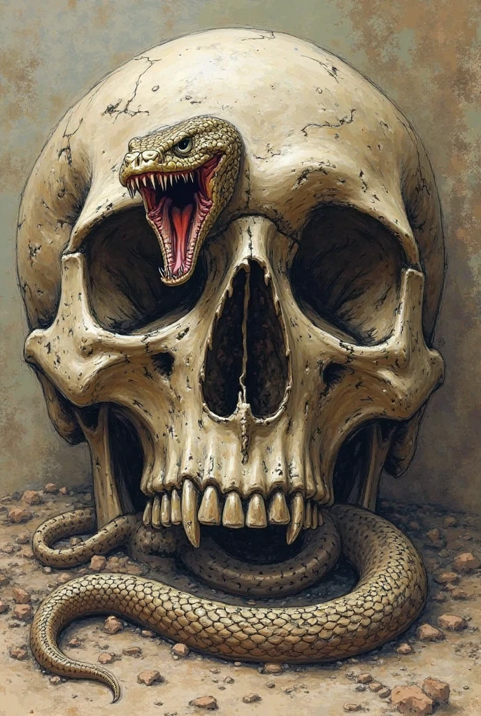 bloody skull with a snake going through yhrcjmmk
