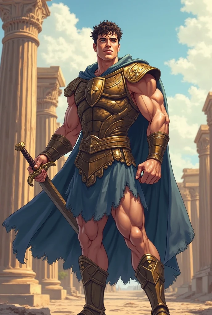 Zeus barricaded against a wall, sword through his chest