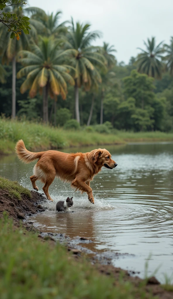 Dogs playing in water