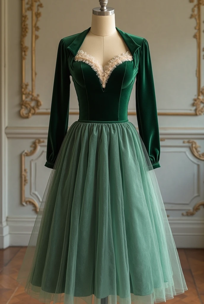 Emerald green velvet bridesmaids dress. I would like it to have one hand. Make it elegant 