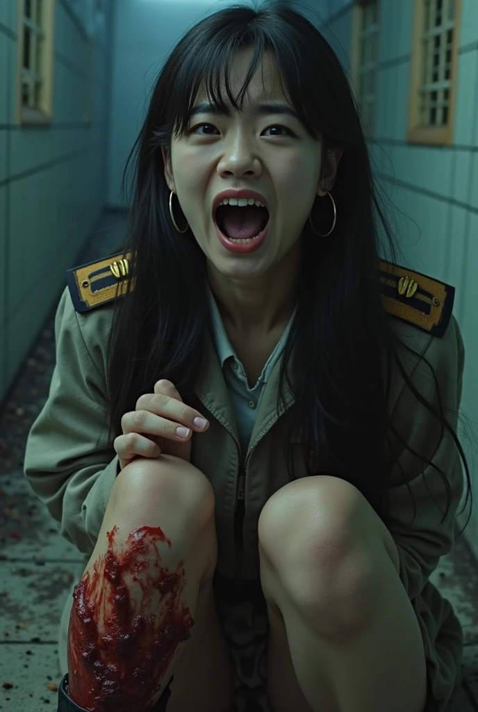 highest quality、Realistic、Battle of Despair 1:8、Beautiful woman with very long purple hair、Grown-up face、White see-through dress(No sleeve、Chest exposed、belly button、Exposed thighs)、White Armor Boots、Tears overflow、Frightened expression、scream、run away、Attacked by a festering zombie 1:5、Many violent zombies 1:5、Festering Zombie Holding Arm、A festering zombie attacks from behind、A festering zombie grabs a leg、Festering Zombie Swarm 1:5、Midnight、another world、Dark fantasy、hell