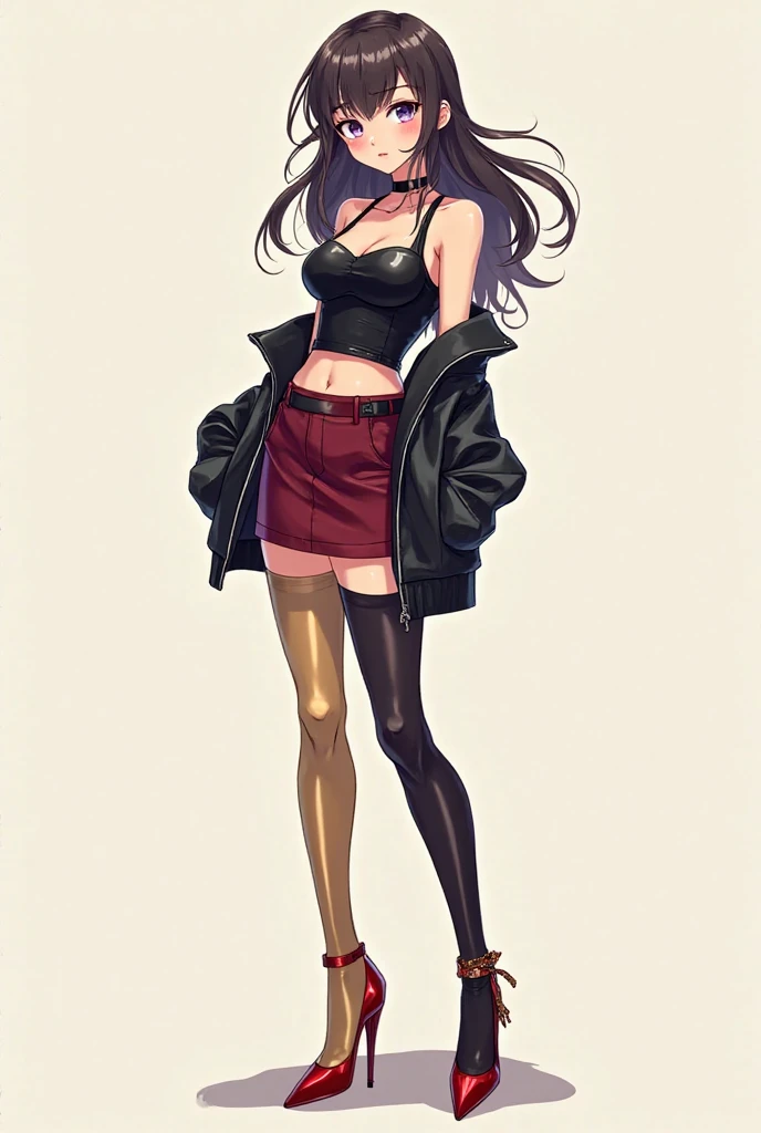 Boy wearing girl outfit,Male looks like female, feminine body,thick thighs,black stockings,short skirt, Masterpiece, High quality,Femboy style