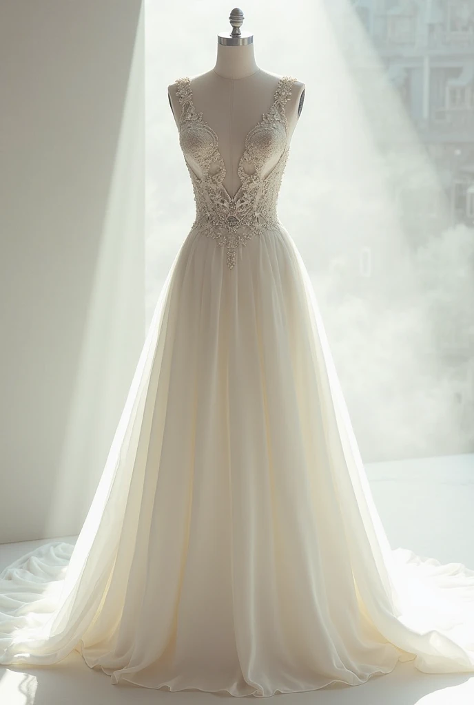 Wedding dress made of diamonds on a mannequin