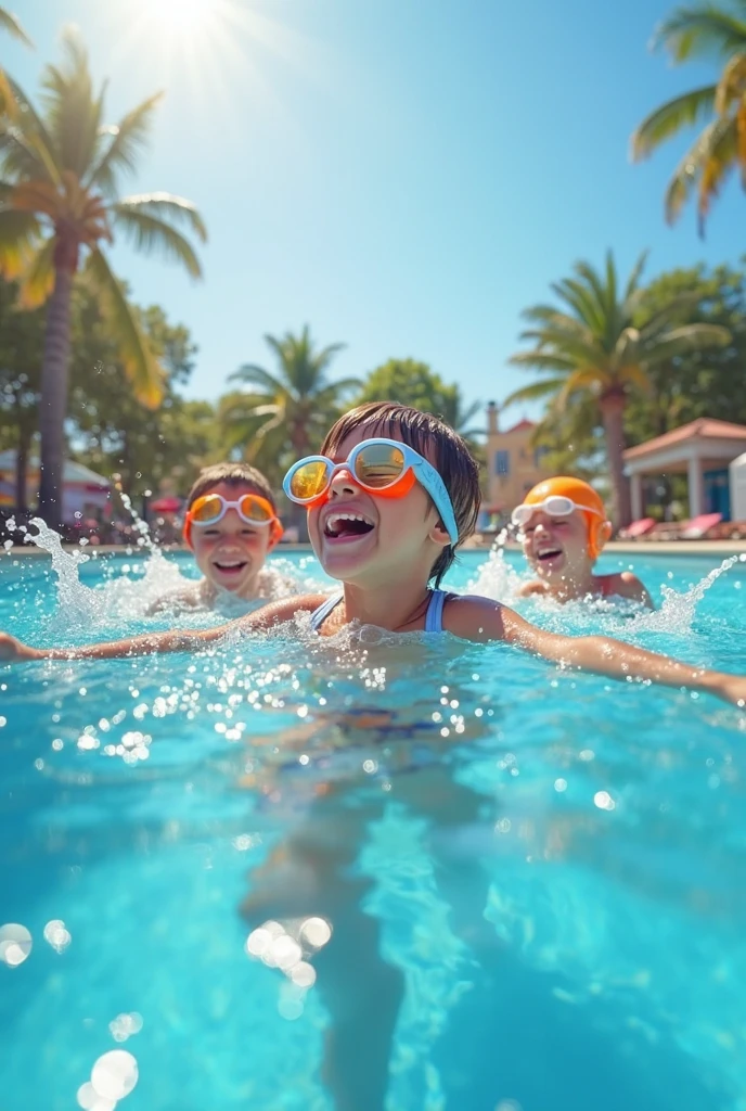 Children with swimming rings