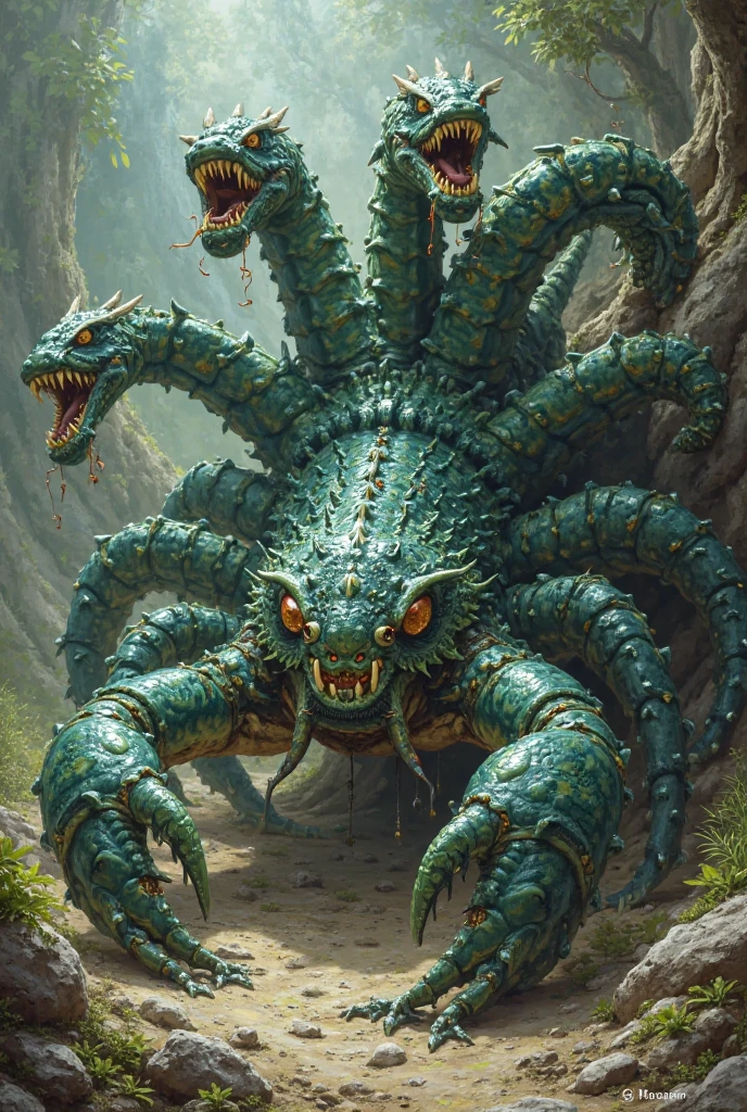 make a fan art of a skin of the champion Skarner from lol, This fan art skin has the appearance of a snail 