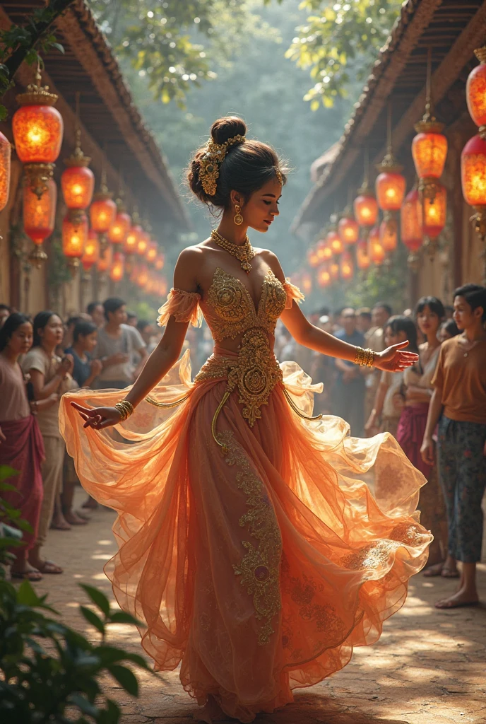 arafed woman with large breast in a costume with a red flower in her hair, deviantart artstation cgscosiety, devianart and cgsociety, stunning cgsociety, thailand art, [ trending on cgsociety ]!!, trending in cgsociety, cgsociety contest winner!!, digital fantasy art ), dawn cgsociety, high definition cgsociety, cgsociety contest winner!!!, masterpiece, best quality:1.2),,(8k,highres,RAW photo,realistic,photo-realistic:1.3),(detailed skin texture,detailed cloth texture,beautiful detailed face:1.25),professional lighting,photon mapping,beautiful soft light,radiosity,physically-based rendering,raytracing, model shoot style, model shoot style, (extremely detailed CG unity 8k wallpaper), full shot body photo of the most beautiful artwork in the world