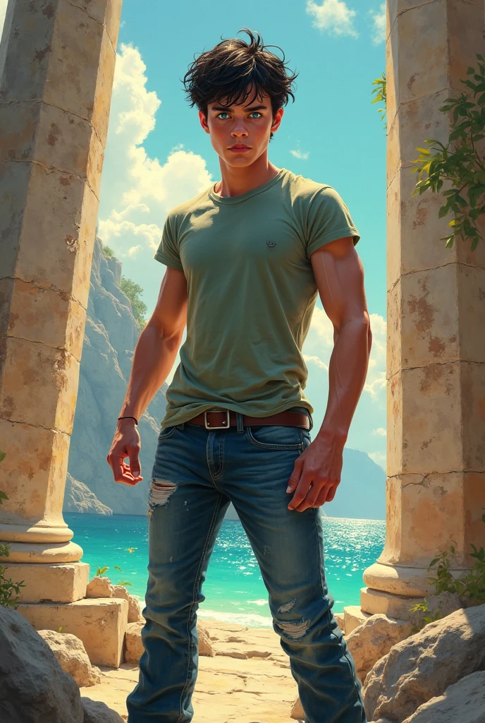 ((1 man full body wearing sleevsless t-shirt, bottomless, flip flop sandals,)) (front view )), in henry scott tuke and Peter Paul Rubens art style, ultra detailed, ultra realistic, ambient lighting, becoming the subject composition, soft neutral colors, perfect components layout, perfect detailed feet, divine proportions, wide angle, fullbody, in henry scott tuke art style, ultradetailed, ultrarealistic, 8k resolution, HD, a 15 years old man, hairy, slighly hairy body, slender, detailed eyes, detailed feet, detailed nose, detailed lips, detailed chin, detailed ears, detailed muscles, blue eyes, shirtless, barefoot, handsome, masculine, detailed feet, detailed hands, gorgeous, , perefect anatomy, skinny detailed muscles man view from behind, a 15 years old latino man is siting by the river watching the sun rice wearing blue hoody, blue jeans, barefoot in the background, river, mountains, sun, clouds   natural lighting, , high quality masterful still-life painting, oil painting, vibrant rich colors, atmospheric perspective, depth, illustration, intricate details, ultra high resolution, sharp details, sharp focus, 8k resolution Miki Asai Macro photography, fullbody, hyper detailed, trending on artstation, sharp focus, studio photo, intricate details, highly detailed, by greg rutkowski ,GO_pokemon,
