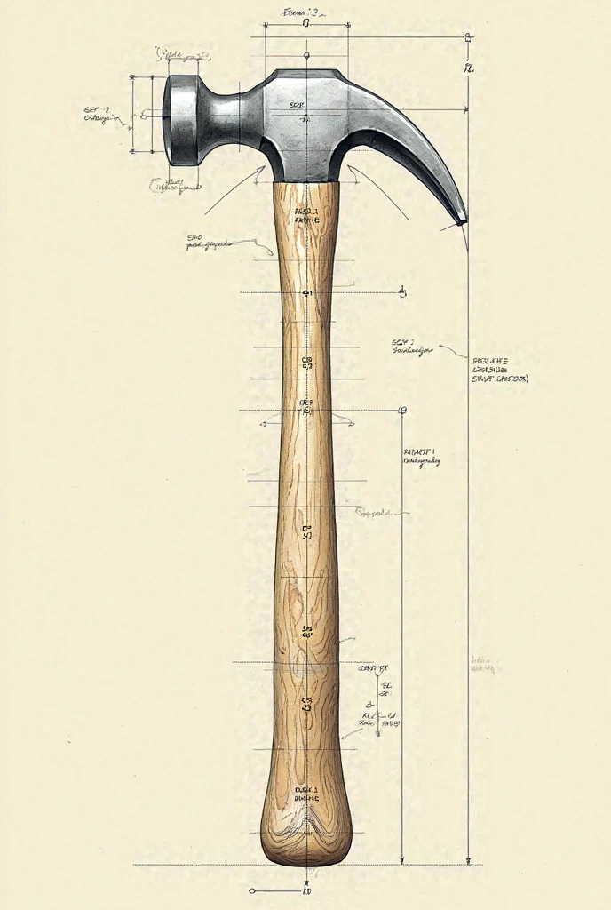 **1st Sheet: Hammer (3 different angles)**
- **Front View**: Start with a traditional claw hammer. Focus on the proportions between the head (claw and striking face) and the handle.
- **Side View**: This should highlight the curved claw and the hammer