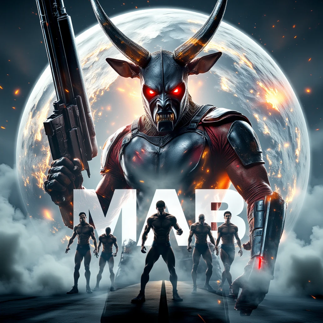 double exposure style 
prospect: The name "MAB" overlayed with the name "DMAX" overlayed. A muscular robotic donkey soldier donned in futuristic armor. Wielding large ray guns. Vicious, angry war cry. Dynamic posing. Sinister snarl. Glowing red eyes. Anatomically correct dont head with metal armor
Silhouette: Space soldiers with jetpacks in a space battle surrounded by alien planets. colorful, dynamic poses, dynamic contrast ,silhouette intensity strong, double exposure, floating particle, high resolution, masterpiece, Depth Of Field, image fill, super detail, UHD, Hyperdetailed, Hyperrealism 