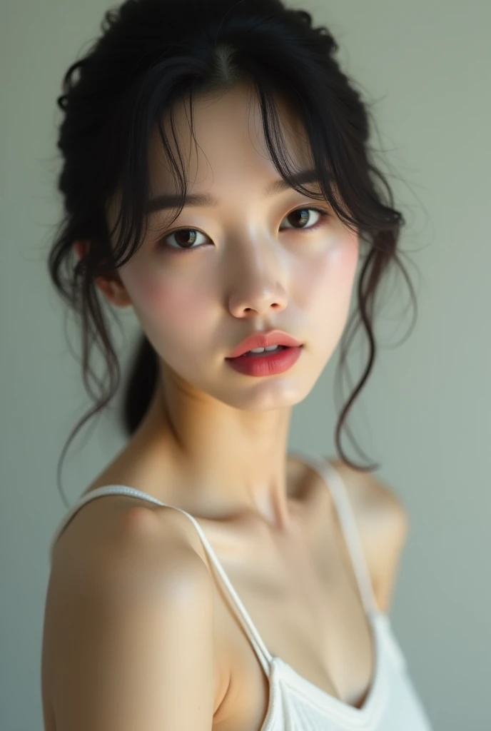 A Japanese woman in her 20s wearing simple underwear、front。