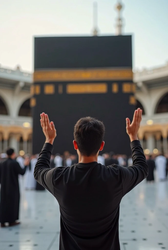 Personne qui prie les mains leve pour le peuple de Palestine devant Al aqsa