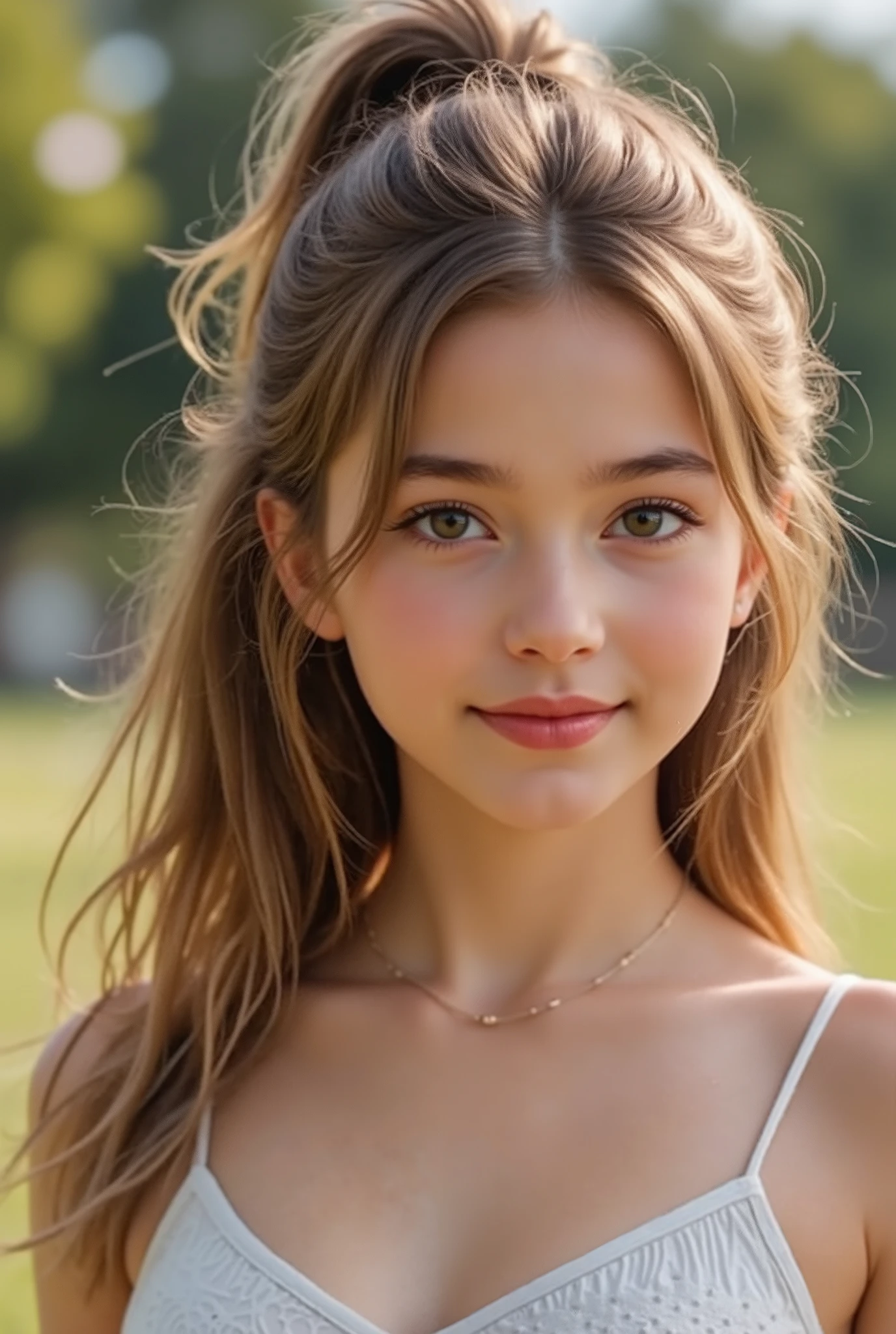 🌟 :
"high resolution, photorealistic, with natural lighting and soft transitions. professional quality, like modern fashion photography."
🌌 :
"outdoor shots at various locations: 1) A sunny park with blooming trees in the background, 2) an urban street covered with graffiti walls, 3) a beach at sunset with soft waves in the background, 4) a mountain landscape with a foggy forest."
😈 :
"An 18-year-old girl with flawless skin and expressive facial features. different haircuts: 1) open, straight hair, 2) curly waves, 3) an elegant updo, 4) a half-open bun with loose Stretch. She wears minimal makeup, that accentuates her natural beauty."
🔥 :
"Different emotions and perspectives: 1) A smiling look directly at the camera, 2) a thoughtful look to the side, 3) a playful look up, 4) an intense look with lips slightly open. The pose is natural, with a slightly tilted head or a hand, that gently touches the hair."
💋 :
"A series of professional portraits of an 18-year-old girl, taken at various locations such as a park, an urban street, a beach and a mountain landscape. Each picture shows different emotions, hairstyles and viewing angles, mit natürlicher Beleuchtung und photorealisticer Qualität.