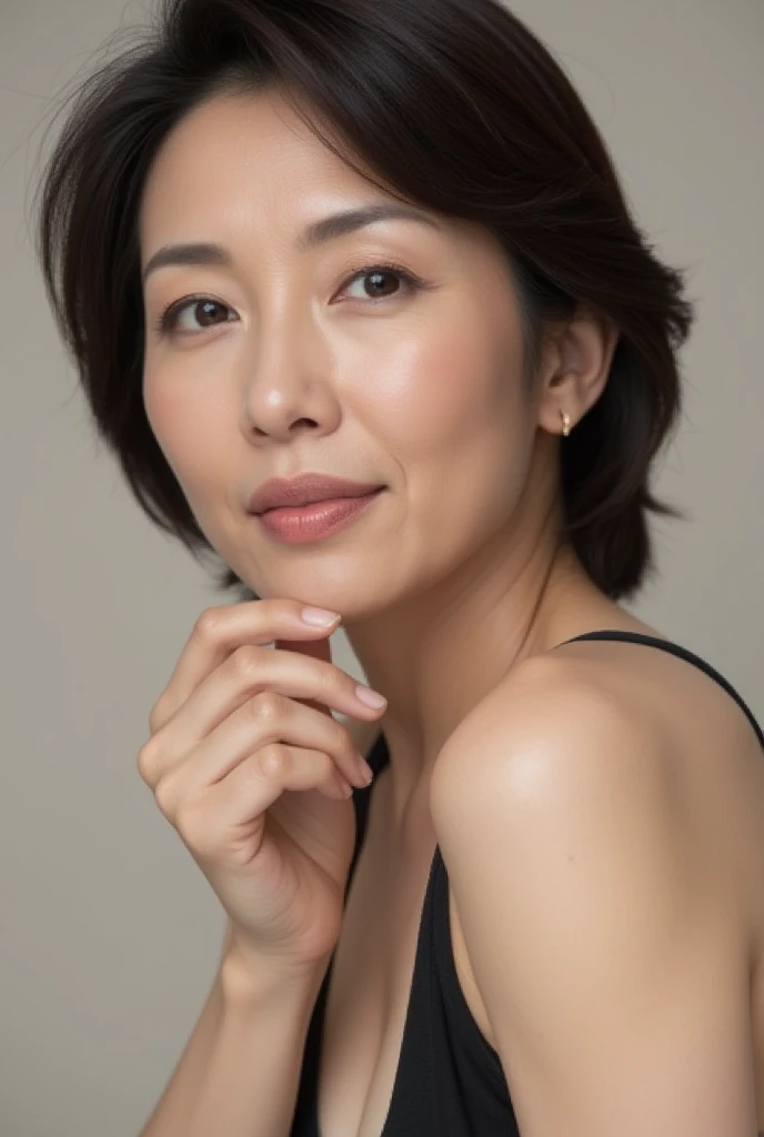Late Elderly, gravure, Face close-up, Heavy makeup, Highest quality, Super detailed, Realistic, Highly detailed skin, Perfect Anatomy, (chinese mature woman), (alone), 100 years old, Big Breasts, Mature Pornstar, Glamour, Sexy, Chromo White Skin, View Viewer,