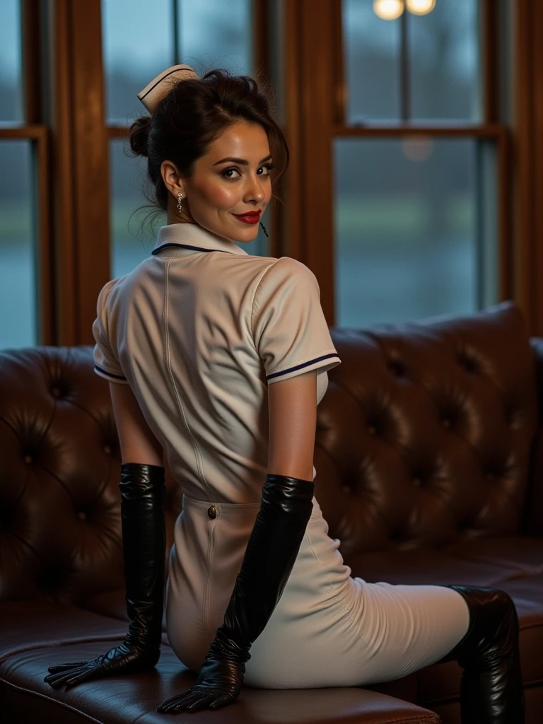 full shot body photo of the kelly brook most beautiful artwork in the world featuring ww2 nurse holding a liquor bottle sitting on a desk nearby, smiling, freckles, white outfit, nostalgia, sexy, stethoscope, heart professional majestic oil painting by Ed Blinkey, Atey Ghailan, Studio Ghibli, by Jeremy Mann, Greg Manchess, Antonio Moro, trending on ArtStation, trending on CGSociety, Intricate, High Detail, Sharp focus, dramatic, photorealistic painting art by midjourney and greg rutkowski