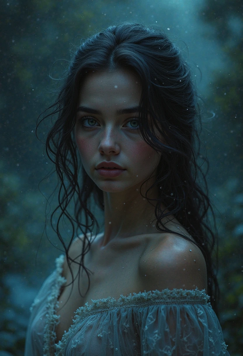 Photorealistic, highest quality, highest resolution, super detailed, 16k, movie lighting, rainy night, ((two young s)), superbly beautiful young siblings, ((11yo 9yo)), wing in the rain, wet in the rain, wet hair, street lamp light, detailed eyes, Expressions of happiness, tantalising body, curvaceous, angles of view that look like classic movies, works by famous directors, (detailed face and eyes:1.2), cinematic, full body shot, see through wet shirt, shallow cleavage, small round breasts, slim hips, realistic wet skin, realistic wet hair, realistic wet shirt, Lebanese