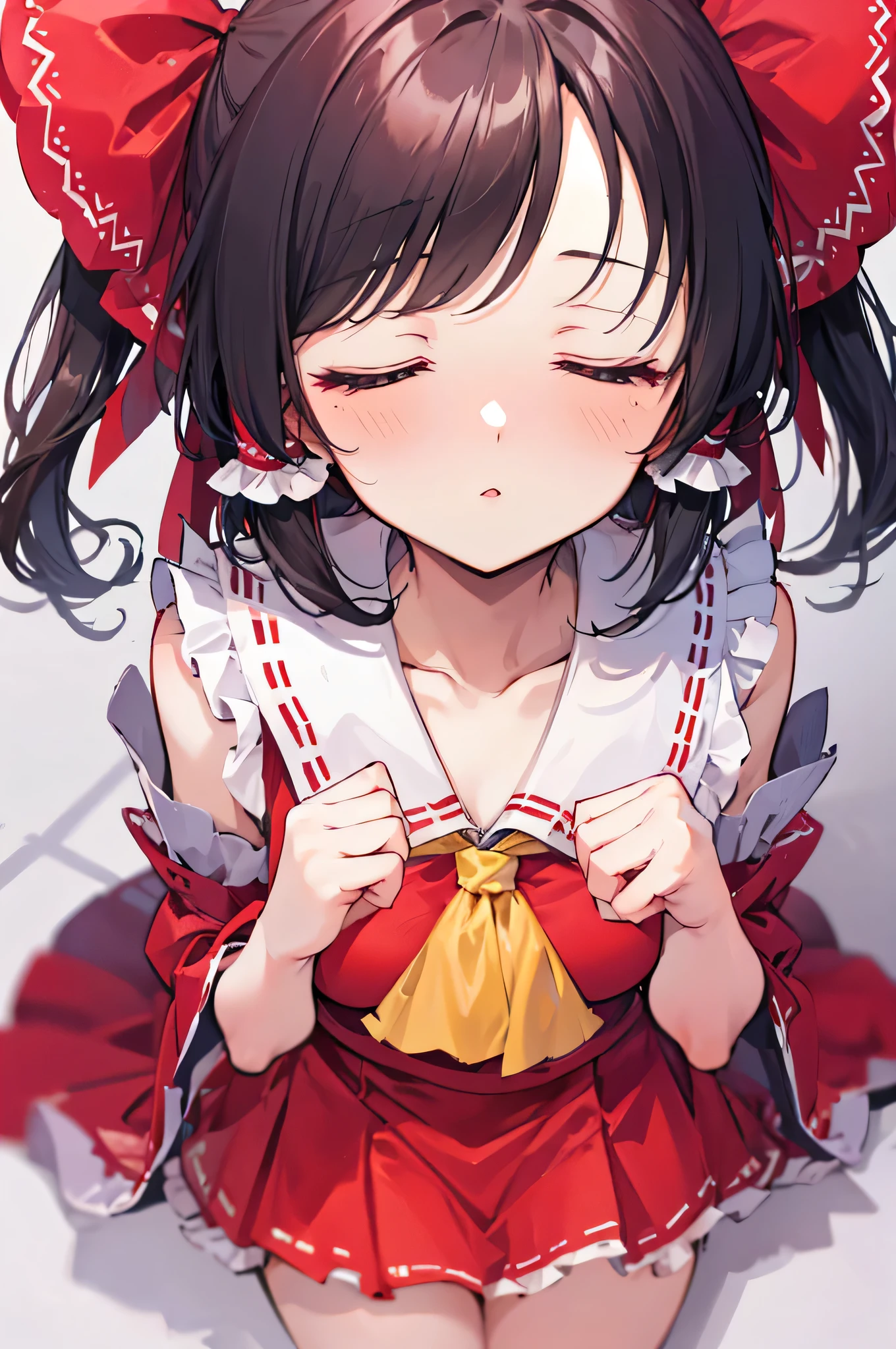 Reimu Hakurei,cover,Kamisan,thighs,one girl with white shoulders,Touhou Project
