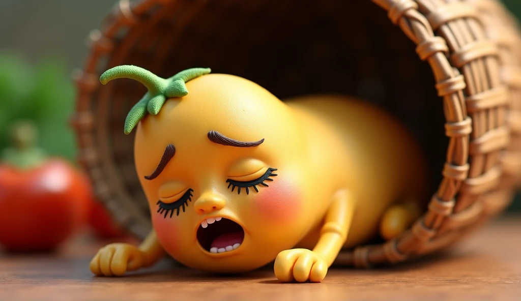 Wiggles a tiny yellow worm now completely enclosed in a soft cocoon, curled up inside and peacefully sleeping in a warm, golden glow."
