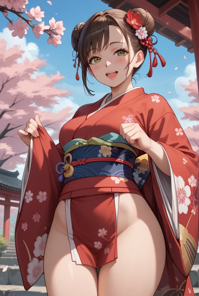Colossal 、barechested 、kimono、Female geniしたFemale genitals