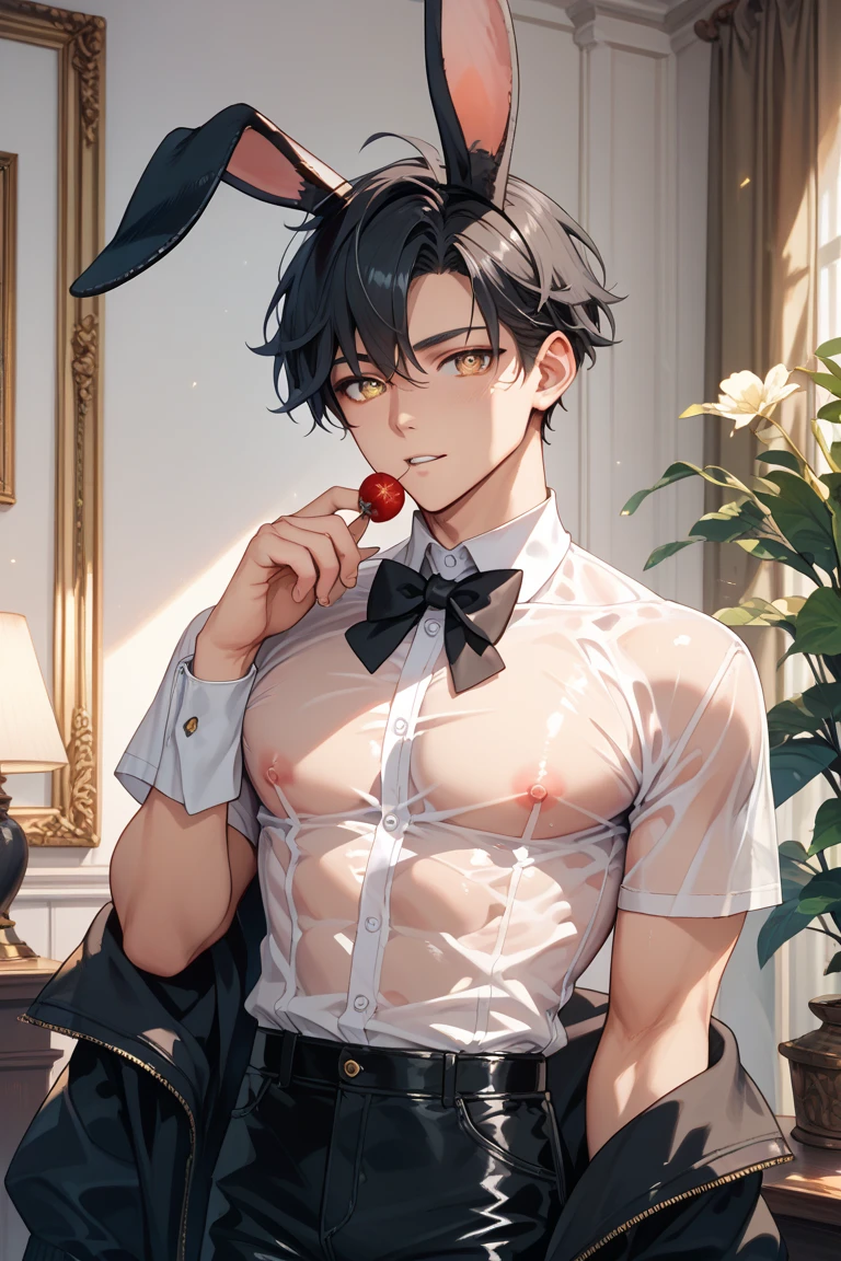 {(table top) (((4K high resolution))) (genuine)(highest quality) (super fine) (beautiful boys) (フォトgenuine) (the most beautiful face)(a handsome guy) (perfect body) (five fingers) (9th class) (22 years old) (Korean) (one man) (Red-haired shorthair) (Body and face without defects)} {(small round face) (Perfect high nose) (perfect big eyes) (beautiful double eyelids) (Staring sexily at the camera)} (underground) (bright lighting)、((Hardwood flooring)) (((upward glance)) ((standing in front of camera)) ((( wets my crotch))) (((stick out your butt))) ((inner thigh))((Staggering))(((sticking out tongue)))(blush) (((Reaching orgasm)))(Male physique)((((thin chest)))))(((wearing a bunny costume))) (((Fishnet tights))(gay)(Yaoi)