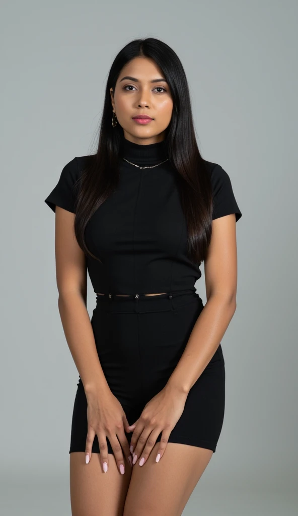90s style Anime Evil black skinned business woman in a skirt suit