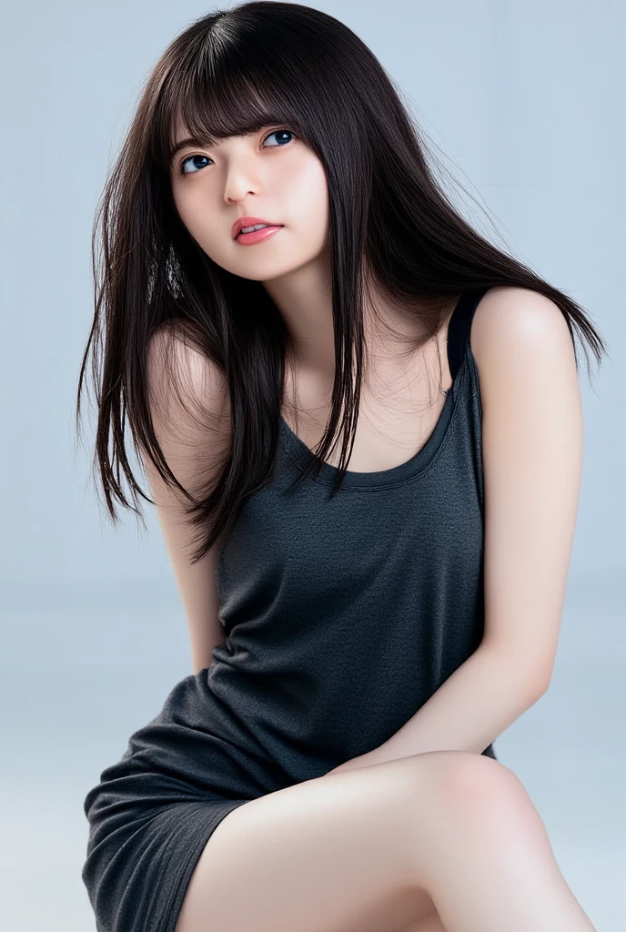 1girl,solo,looking at viewer,skirt,high heels,black hair,sitting,sleeveless,black footwear,looking at viewer,long hair,shirt,blue shirt,indoors,brown skirt,full body,bangs,sleeveless shirt,window,
best quality,masterpiece,illustration,an extremely delicate and beautiful,CG,unity,8k wallpaper,Amazing,finely detail,masterpiece,official art,extremely detailed CG unity 8k wallpaper,incredibly absurdres,huge filesize,ultra-detailed,highres,extremely detailed,beautiful detailed girl,realistic,light contrast,<lora:Yokoyama Yui:0.8>,