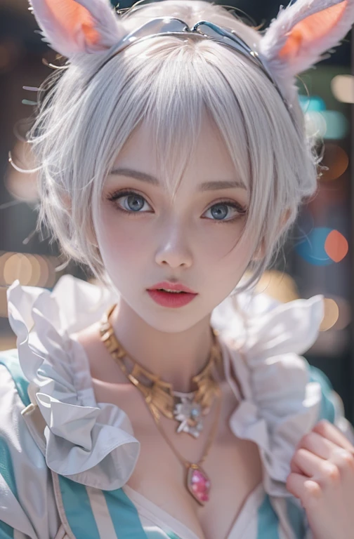 ((best qualtiy)), ((tmasterpiece)), (the detail:1.4), 3D, A photo of a beautiful woman,Ray traching,NVIDIA RTX,Hyper-Resolution,Unreal 5,Subsurface scattering、PBR Texture、post-proces、Anisotropy Filtering、depth of fields、maximum definition and sharpness、Many-Layer Textures、Albedo e mapas Speculares、Surface coloring、Accurate simulation of light-material interactions, high resolution,(Lolita costume), Beautiful eyes, White hair, ringed eyes, (Cloak,snowfield),((lifting her skirt,spread their legs:1.2)),
