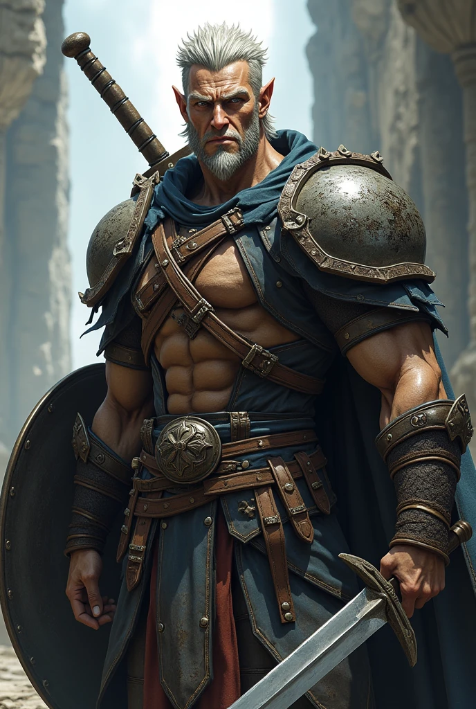 Grey bearded muscular man