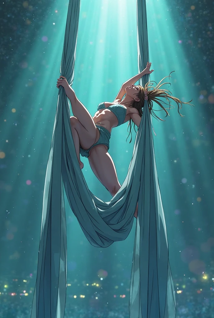 sekijou sawako, shibari, brown eyes, bondage, bound upside, brown hair, long hair, circle eye glasses, stripped, best quality, ultra-detailed, high resolution, extremely detailed cg, unity 8k wallpaper, masterpiece, perfect body, anime picture, femsub, BDSM, small flowers design yellow panty, grey bra, small breasts, at night, teary-eyed, gagged with duct tape, whole mouth gag, Sekijou Sawako, tied up her wrist behind her back, tied up ankle together to ceiling, tied up wrist and stick it behind her back upside in abandoned room, bracing,