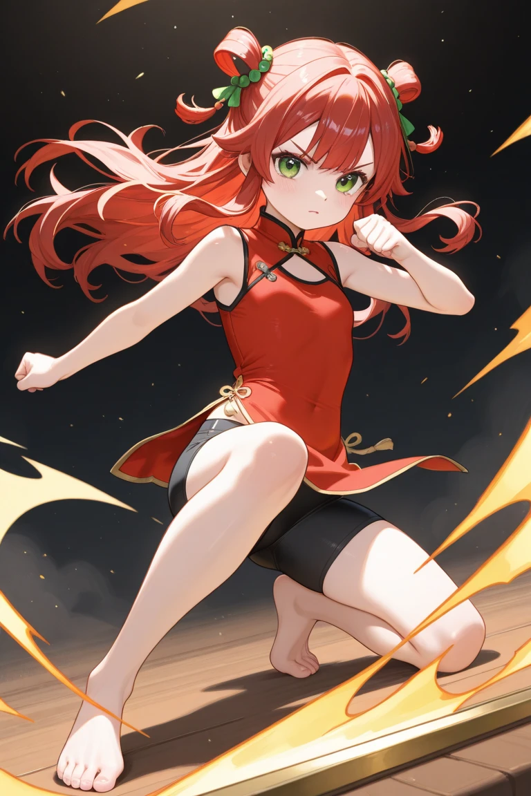 (8K、HighestQuali、tmasterpiece:1.2),hyper HD, retinas, Anatomically correct, Textured skin, Super detail, Best quality, A high resolution、Hyper-detailing,Solo,1 girl,full bodyesbian,little fairys,(Red hair),Red eyes,Small breasts,poenix tattoos,mini skirt,crop tops,Flying,volcano background,(Splashing magma everywhere:1.3),high high quality，tmasterpiece，Delicate facial features，Delicate hair，Delicate eyes，Delicate hair，A high resolution,beautifuldetails,Excellent human anatomy