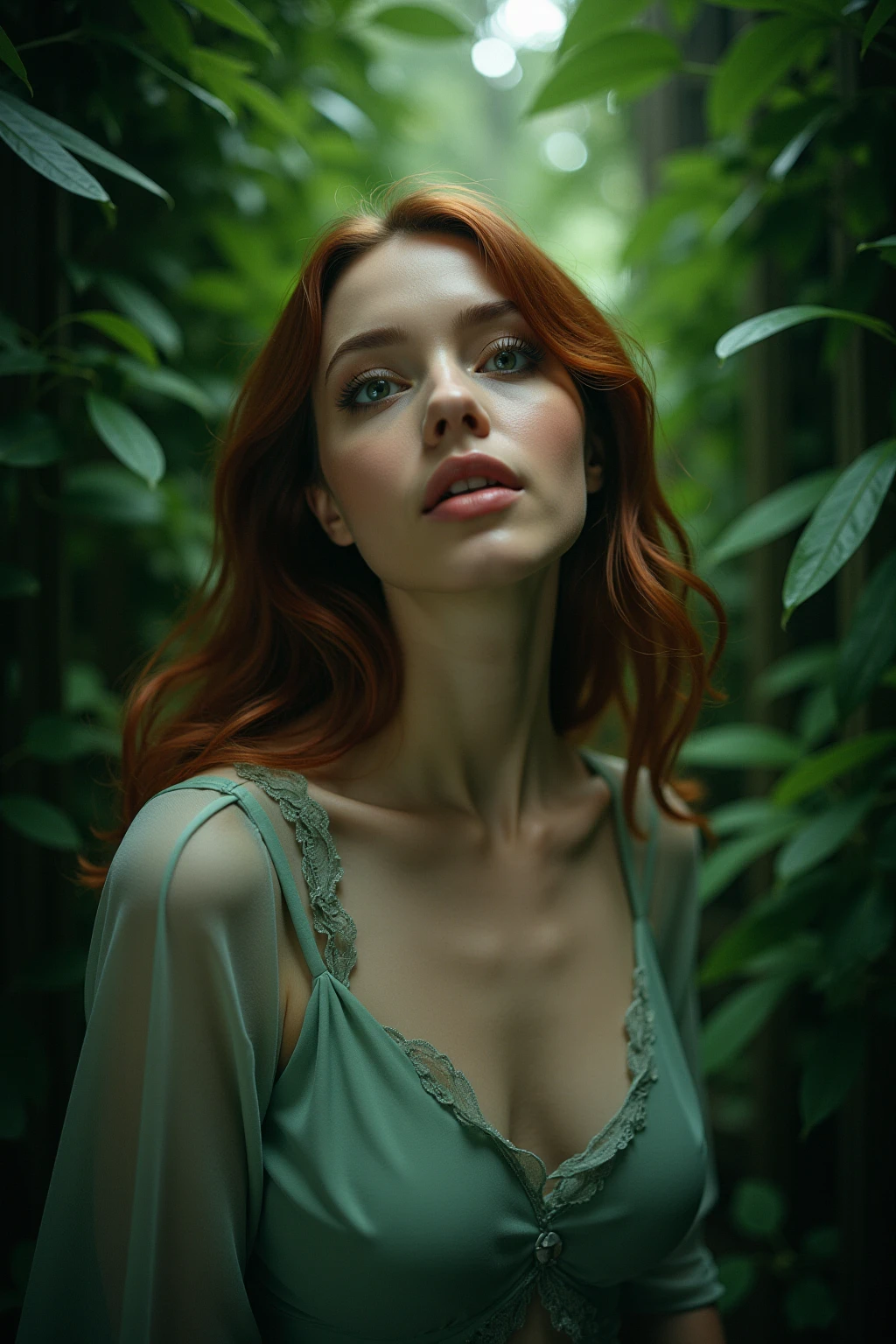 Jungle, dark orange and light gray style, transcendent dream, Hasselblad h6d-400c, backlight photography, photo taken with provia, emotional expressionism elegant posture