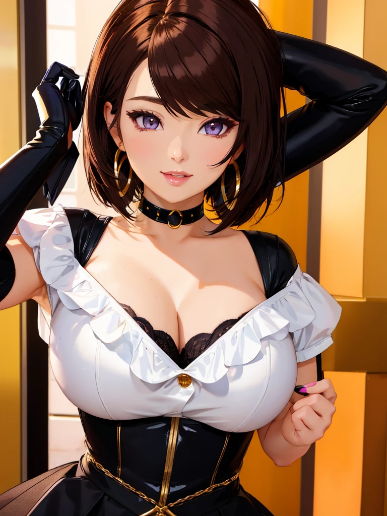 ((highest quality)), ((masterpiece)), (Very detailed), (Very high resolution), 4k, Anime 2D Rendering, Realistic,
One Girl:1.5,
BREAK Symmetrical Face:1.4, Perfect Face, Beautiful clavicle, Beautiful fingers, Beautiful breasts, (Slightly smaller chest),
Beautiful body, Beautiful thighs, Beautiful feet, Perfect round butt, (Detailed skin), Beautiful white skin:1.2, Shiny skin:1.4,
BREAK Baby Face, cute, 18-year-old,
Double eyelids, Natural eyebrows,
(Slanted Eyes), Beautiful and delicate eyes, Sparkling eyes, (Dark blue eyes),
Glossy mouth,
BREAK Beautiful Hair, Shiny Hair, Hair fluttering, (Blonde), Long hair with bangs:1.4,
BREAK
(Shiny leather maid outfit:1.5)、Black SkimpyTback:1.2、Earrings、
BREAK
(Glare), Turn your face and body towards me, Put your hands together above your head、((Spread your legs wide apart、squat、whole body:1.2))