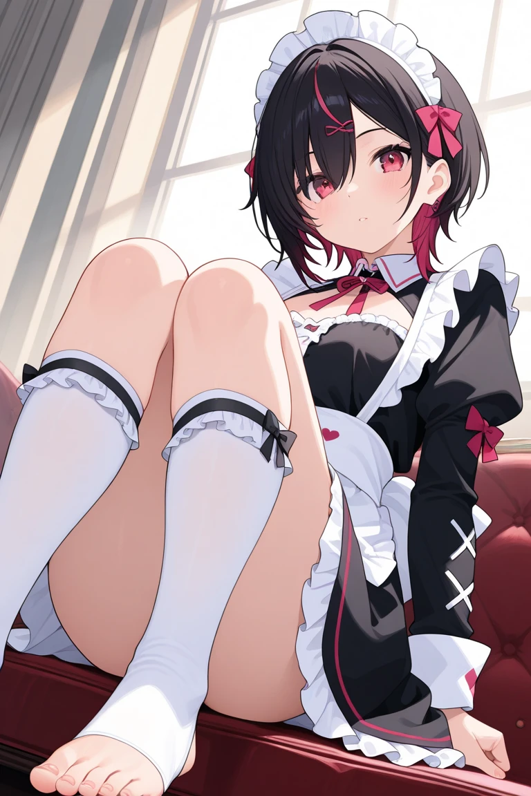 (( masterpiece, highest quality))), (girl)),、NSFW、at close range:1.5、butt:1.5、((1 boy and 1girl are having sex:1.8、leg up、vaginal,sex、、penis))、cute、black hair、twin tails、short hair、(idol costume、ribbon、white stockings)、、angry look、anger、Are crying、tears、acme、orgasm、My pussy feels good、((close)), ((flushed)),,,Sweat、perfect lighting、perfect composition、on the bed、lamp lighting