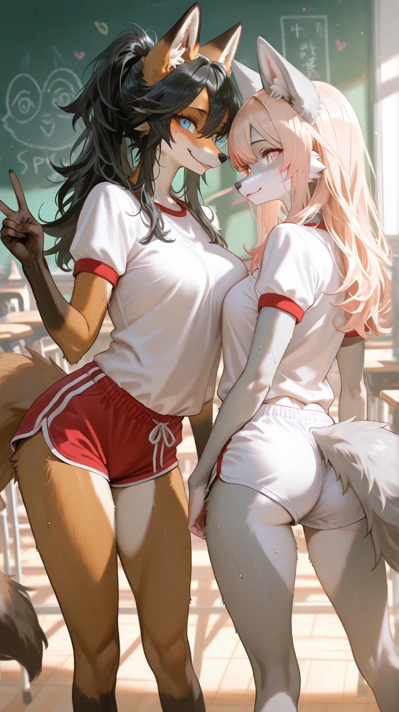 two women laying in the grass together, kissing passionately, toungue. The first is Rapunzel. The second is Ariana Grande, dark skin. sweating, wet pussy, NSFW, dirty, ripped clothes, nipples,