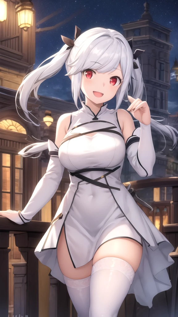 <lora:fashionGirl_v40:0.6>, red lips, 1girl, bangs, white hair, black jacket, blue eyes, blurry, blurry background, braid, breasts, (earrings:1.3), from side, jacket, jewelry, long hair, looking at viewer, open clothes, open jacket, high ponytail, (mecha), glowing purple eyes, solo, upper body, baiyi, [[realistic]],(shiny skin), highly detailed background, (masterpiece:1.4),(best quality:1.4), red lips, parted lips, night, cityscape, neon lights, cyberpunk,(HDR:1.3)