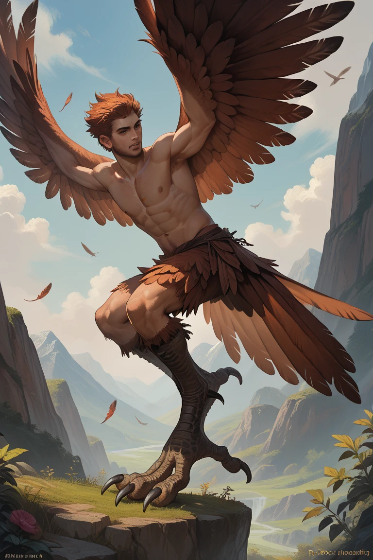 (best qualityer)), ((work of art)), (detailded), A Teenage Man, Gentle boy, with brown hair flying in the wind, wearing only a black thong with lots of body hair, bottom trapped in a dungeon