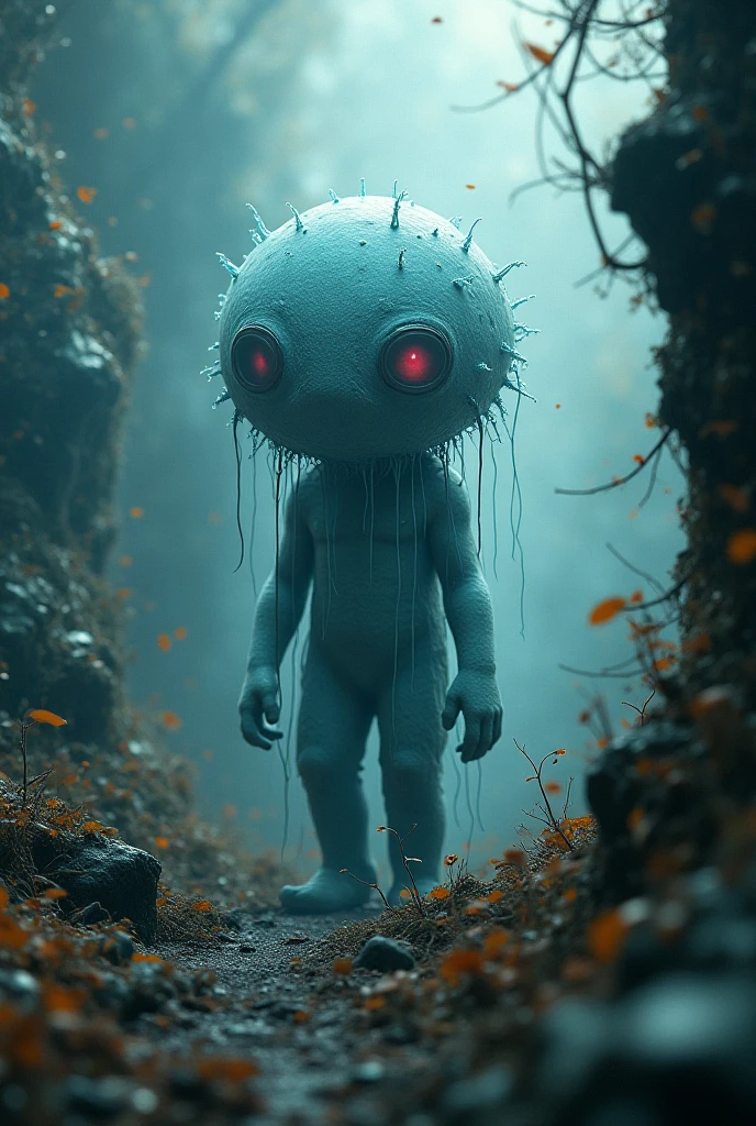 A  in human form covered in eyes with red irises, The child1,70 tall.