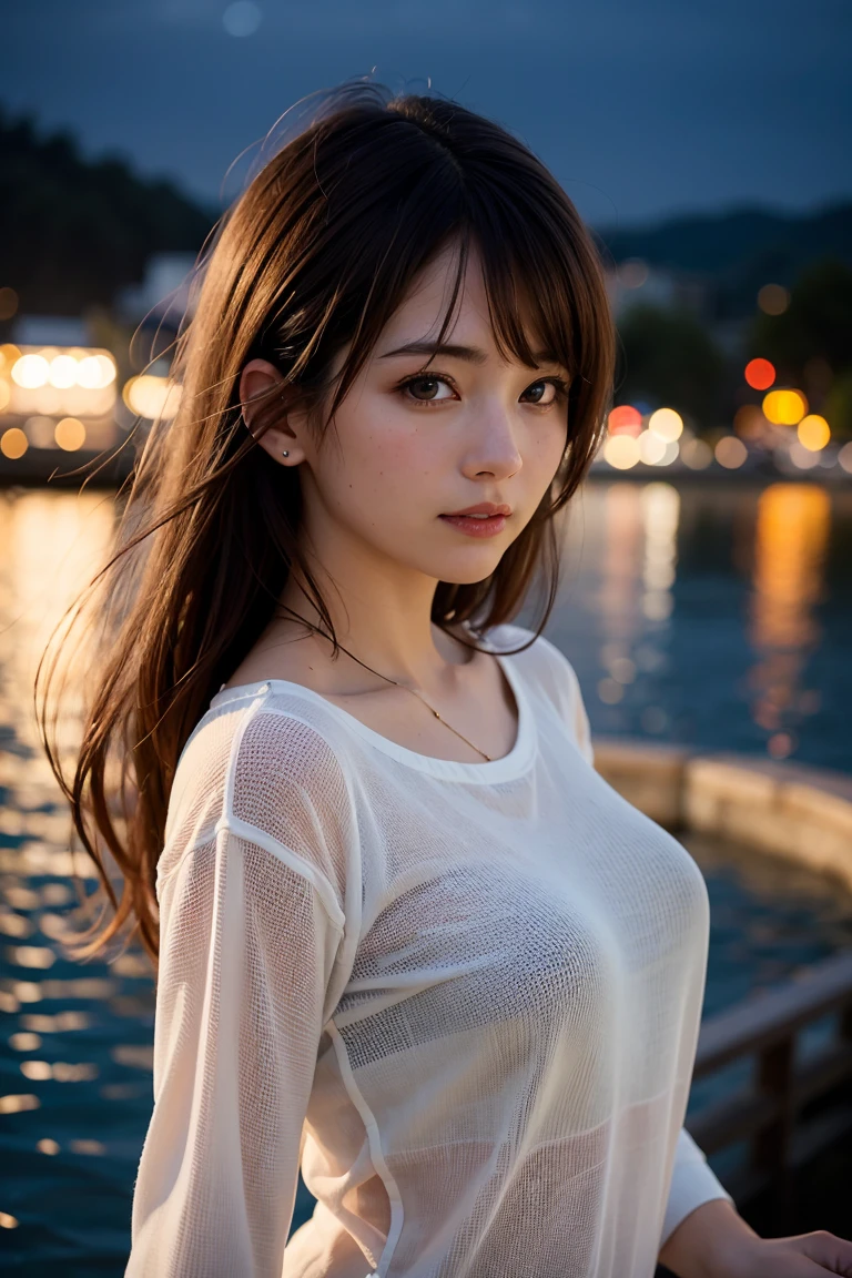 xxmixgirl,One Girl, Fisheye Lens, Selfie, Wind, Messy Hair, sunset, Cityscape, (Aesthetics and atmosphere:1.2), Gray Hair,smile, Film Girl, Short top shirt, Open your chest wide,