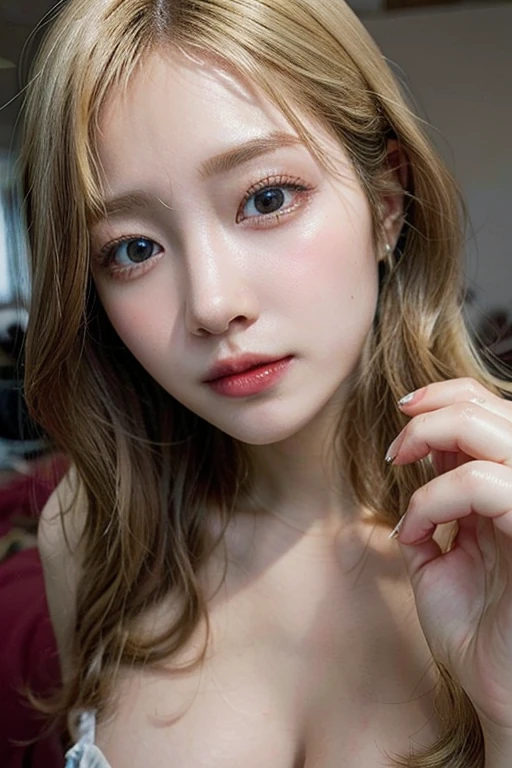 (1 girl:1.3), Alone, open shot, full body masterpiece, Ultra realistic, 16K, Dreamy atmosphere, r3b3cc4 young, Sensual (Erotic), 1 girl (cute young) alone, delicate (seductive) female face, silky realistic clear hair, looking at viewer, Sakuragi Otome (otome dori), pale-pink hair, simple unfocused background, bedroom background, jewelry, earrings, necklace, young beauty, portrait, hoop earrings, realistic, soft lighting, very hot body , photorealistic, detailed clear eyes, extremely erotic, delicate feminine, muscular female body, large natural breasts, belly hot, narrow waist, proportionally big hips, thick legs, beautiful, nude, different sensual positions, raw, analog, sharp focus, 8K, high definition, dslr, high quality, Fujifilm XT3, Film grain, award winning, highly detailed skin artwork, realistic skin details, visible pores, clear focus, volumetric fog, 8k hd, dslr, high quality, Film grain, light skin, photographic realism , lomography