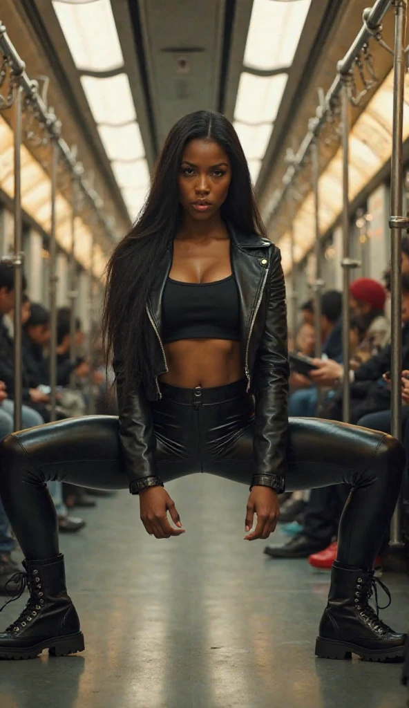 Black skin,gymnast,sweat leggs,Detailed,Proportionally beautiful girl,Tied