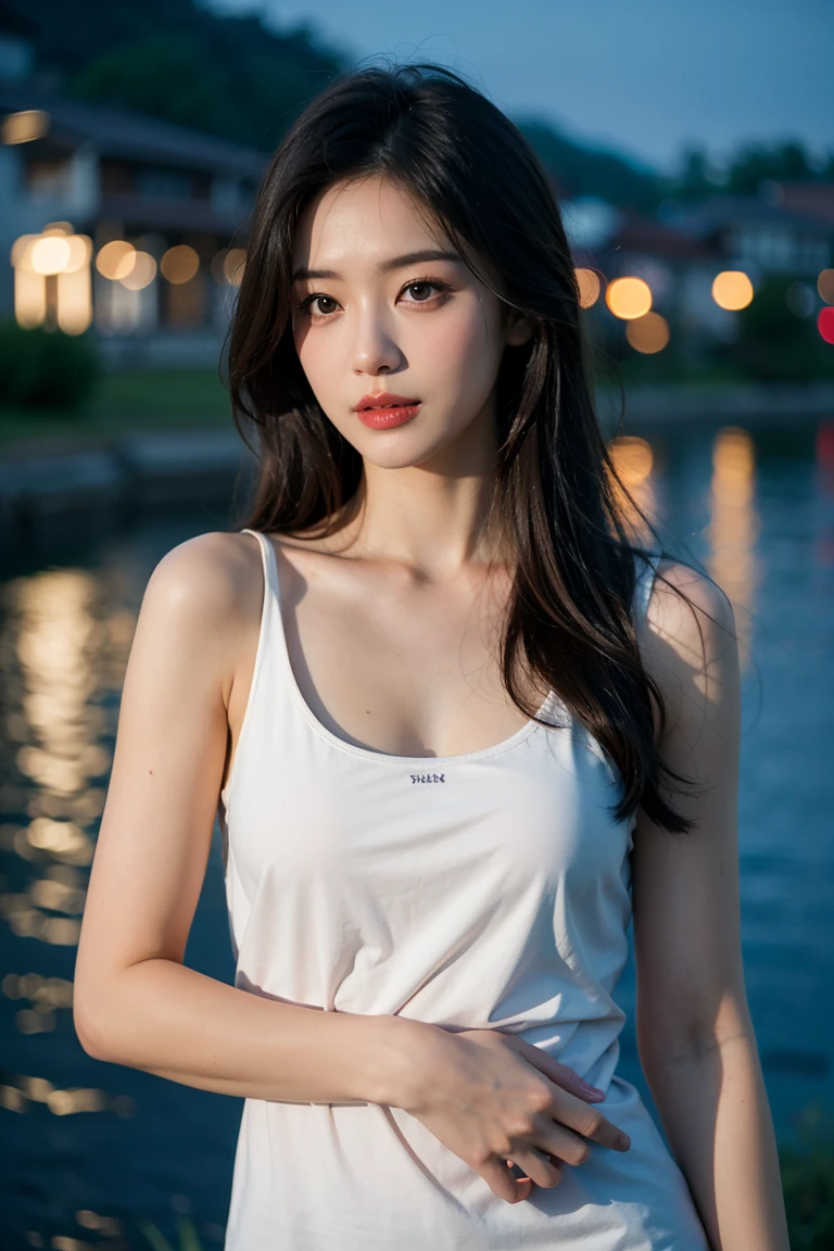 Beautiful girl , neon color grading