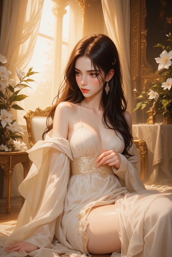 (((Masterpiece))), (((Best quality))), ((Ultra-detailed)), (Highly detailed CG illustration), ((An extremely delicate and beautiful)),(cute delicate face),Cinematic light,((1机械女孩)),Solo,full bodyesbian,((Sitting)),Expressionless,(Character focus),Science fiction,A plump chest